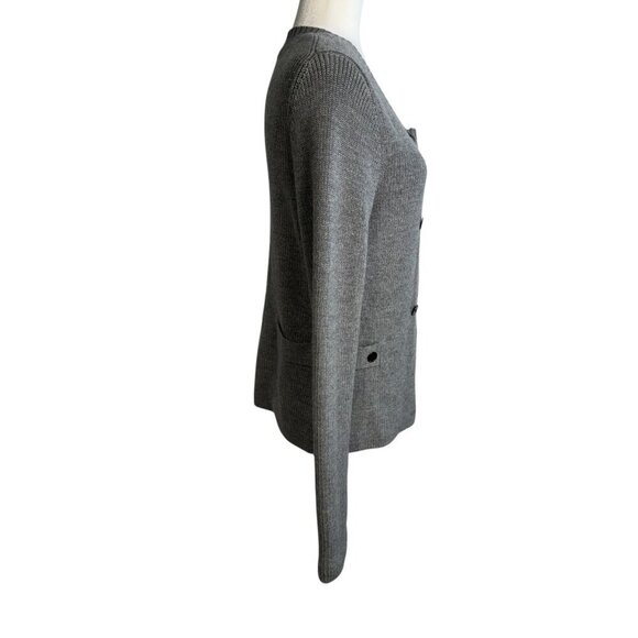 Banana Republic Gray Merino WOOL Double Breasted Cardigan Sweater *FLAW Size L - Picture 7 of 9